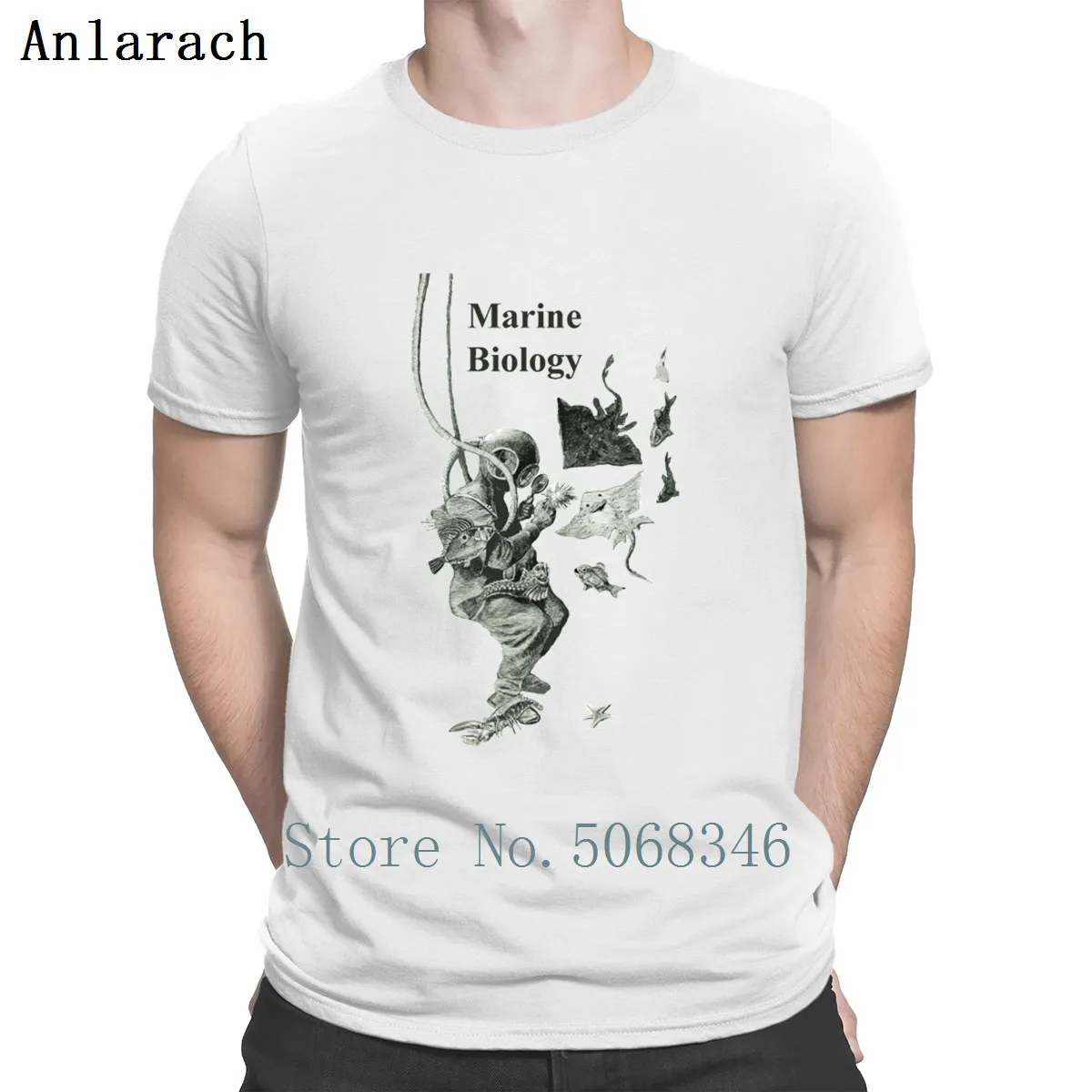 Vintage Marine Biology Diver With Diving Helmet T Shirt Round Neck Solid Color Summer Cotton Gift New Fashion Custom | Мужская одежда