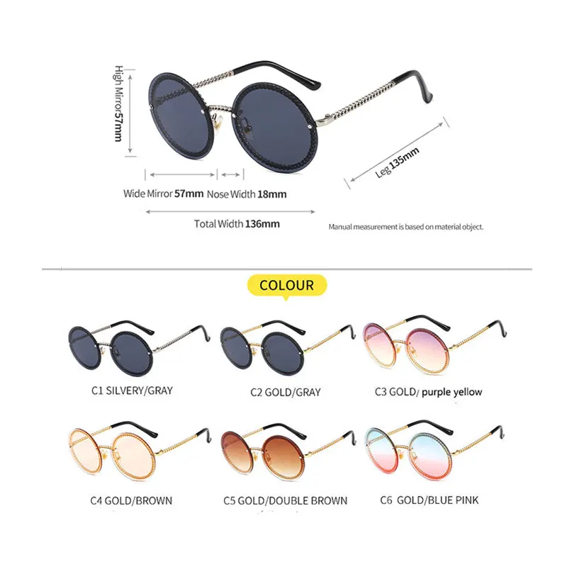 Брендовые металлические женские солнцезащитные очки круглые для женщин девочек