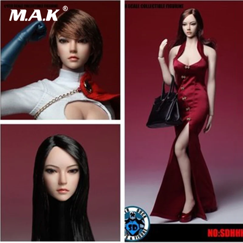 Распродажа SDH002 масштаб 1/6 азиатские женские коричневые завитки черные прямые