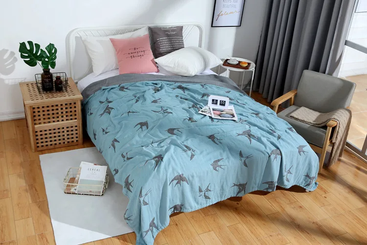 Тонкое летнее одеяло с принтом слона 4 слоя хлопчатобумажной Марли покрывало для