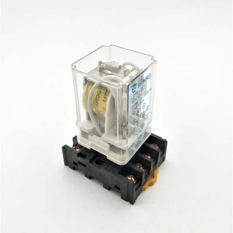 JTX-2C 8 Round Pin with Socket DPDT DIN Rail 10A Electromagnetic Relay DC 24V Coils Free Shipping | Обустройство дома
