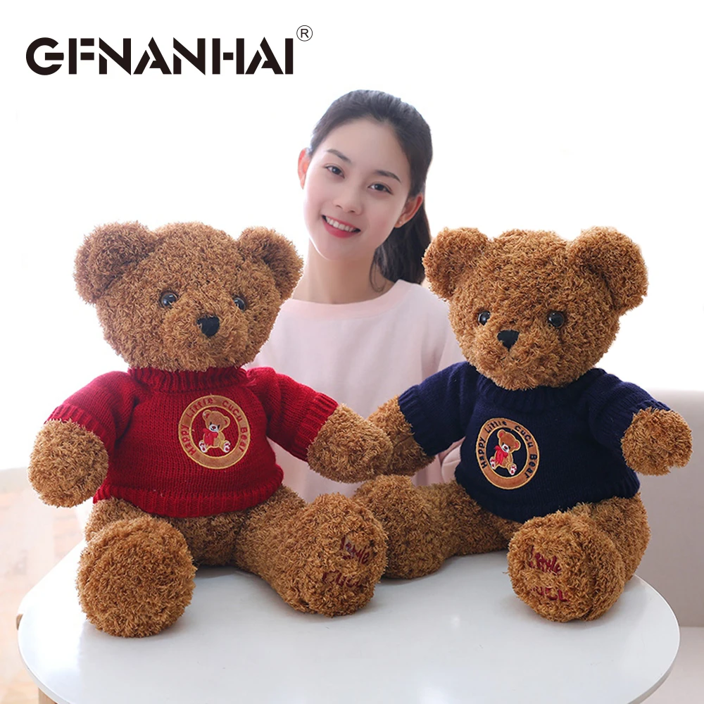 

1pc 60cm cute Teddy bear plush toy stuffed soft kawaii bear with sweater dolls high quality present for kids Accompany gifts