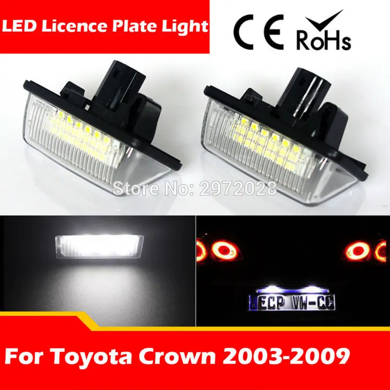 2 x LED Number License Plate Lamps Lights CANBUS OBC Error Free 18 High Power SMD For Toyota Crown 2003 - 2009 | Автомобили и