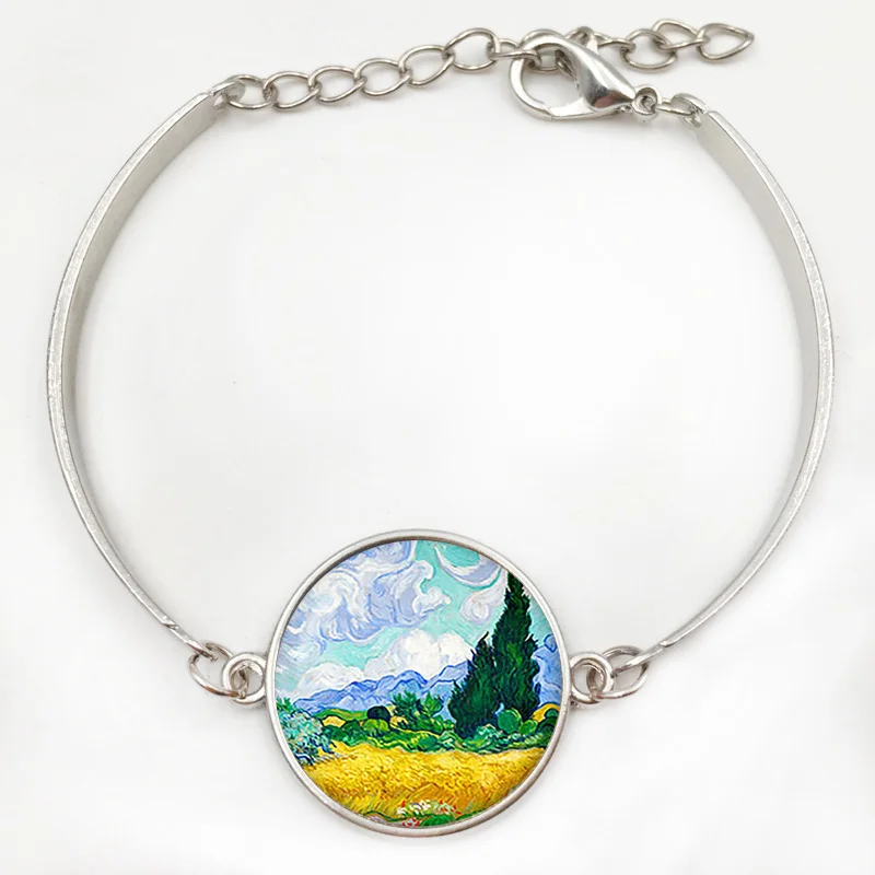 Винтаж Ван Гог пшеничное поле искусства стеклянный кабошон для кулона ожерелье