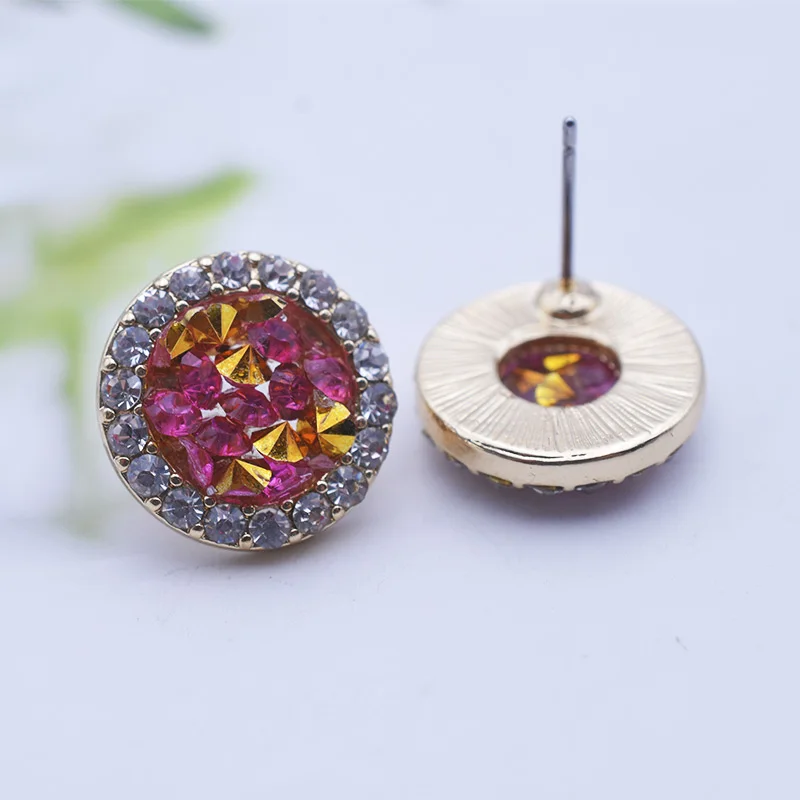 Серьги гвоздики Carvejewl круглые треугольные из смолы коллекция соломенное