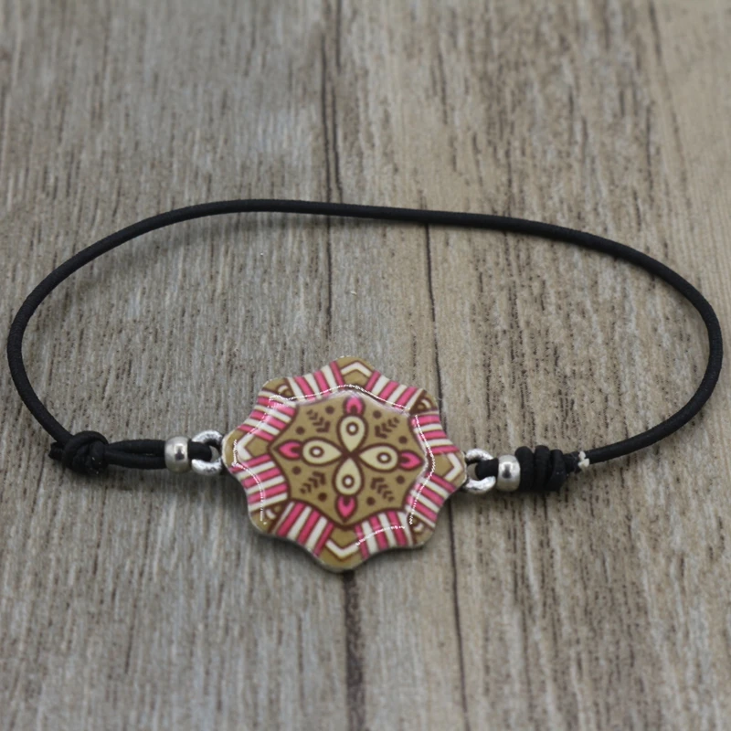 Горячая Мандалы Картины кулон шарм браслеты ювелирные изделия Круглый шарма