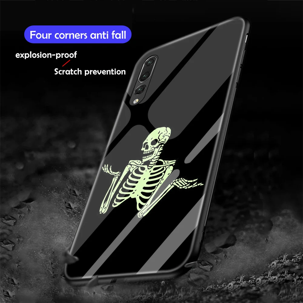 Чехол ciciber с забавным интересным черепом для huawei P30 P20 mate 20 Lite Pro, светящиеся чехлы из закаленного стекла для Honor 10 Lite