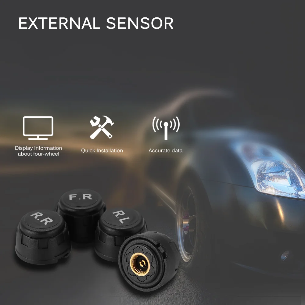 Беспроводная автомобильная система контроля давления в шинах TPMS ЖК дисплей на