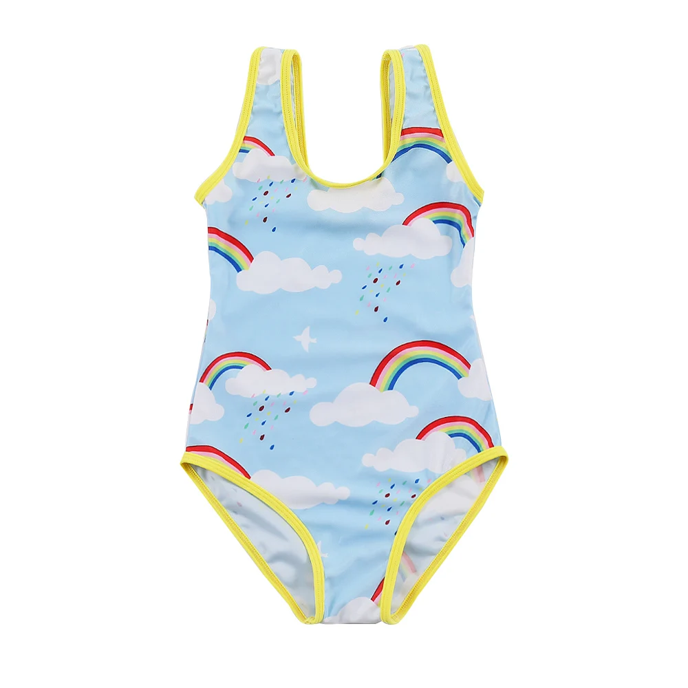 Rainbow Детский купальный костюм с лебедем, фламинго, цельный летний купальный костюм милый купальный костюм бикини, пляжная одежда для маленьких девочек - Цвет: Rainbow