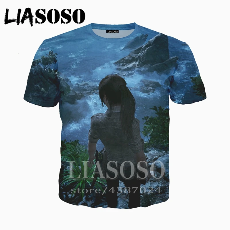LIASOSO 2018 Новая модная футболка брендовая Классическая игра Tomb Raider Leading lady Lara Croft 3d