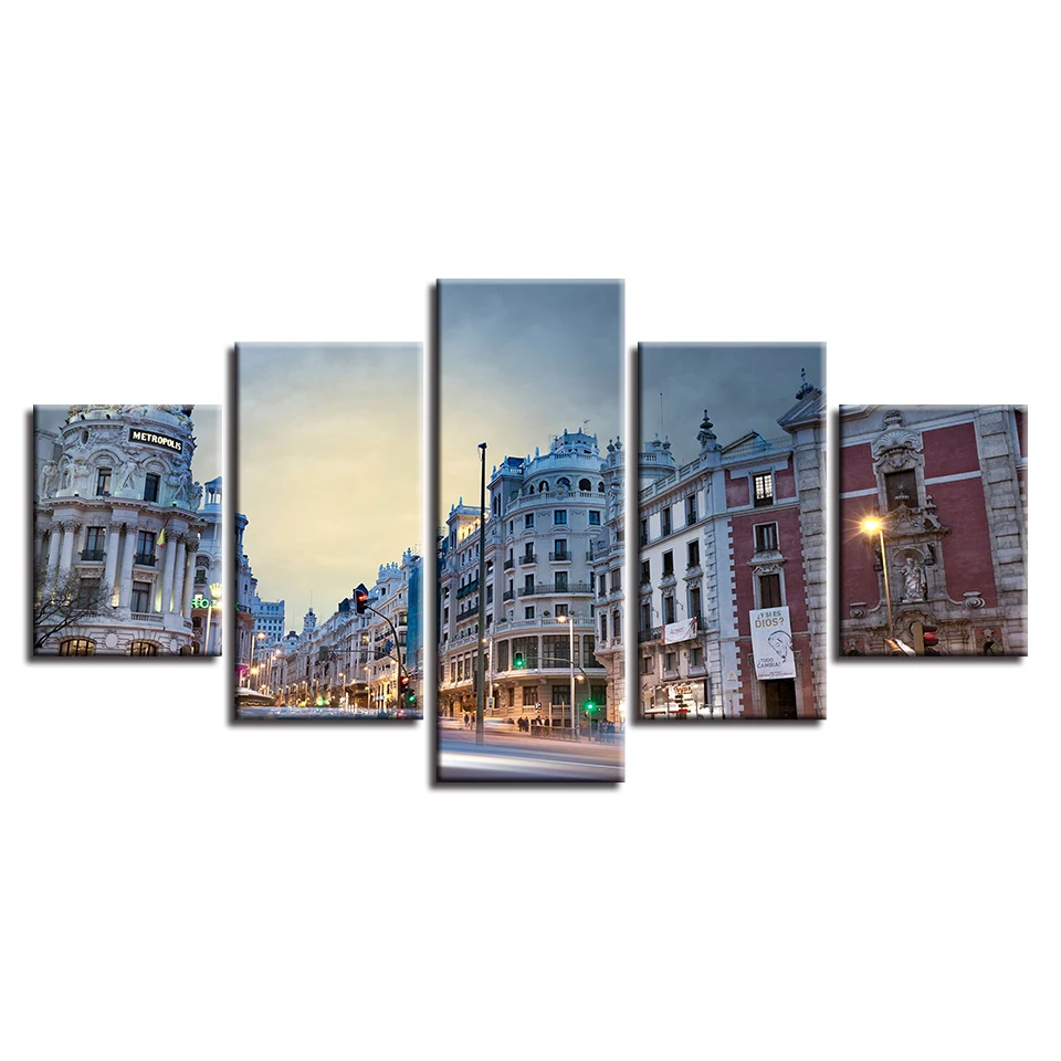 Холст фотографии Wall Art Framework Гостиная Home Decor 5 шт. испанский здание пейзажная