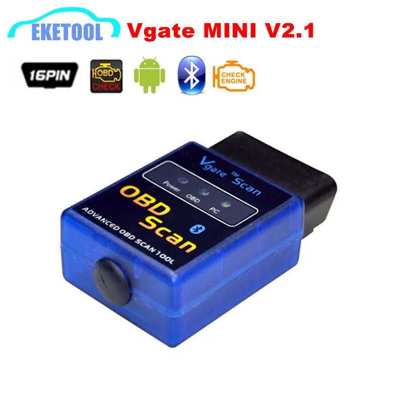 Автомобильный диагностический сканер ELM327 MINI V2.1 Vgate OBD OBD2 Scan ELM 327 Bluetooth работает на