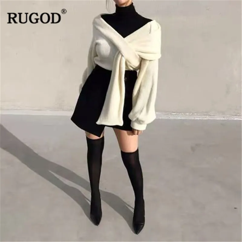 Элегантный пуловер с открытыми плечами RUGOD свитер женские сексуальные
