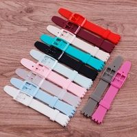 watch accessories top quality 12mm silicone rubber strap for swatch color rubber band strap strap plastic buckle