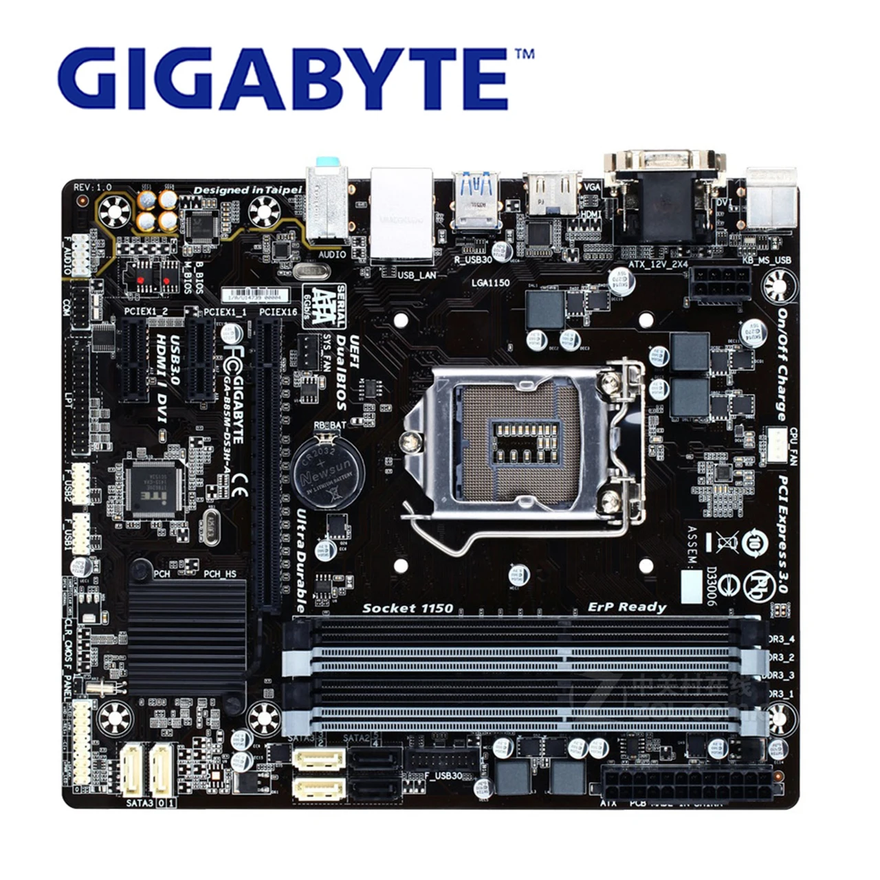 Материнская плата LGA 1150 DDR3 Gigabyte GA B85M DS3H A 100% оригинальная материнская 32 Гб B85 б/у