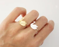 cute origami crane swan adjustable ring gift girls rings for women animal jewelry 10pcslot