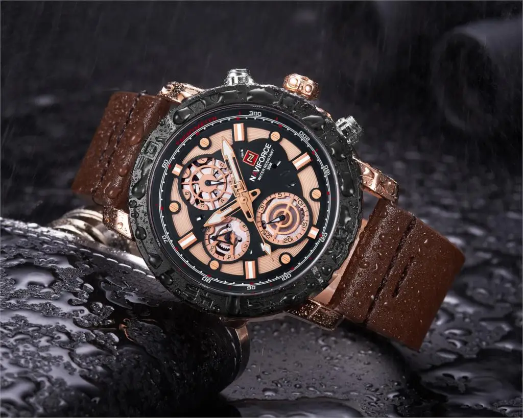 NAVIFORCE мужские часы лучший бренд класса люкс водонепроницаемые 24 часа дата Кварцевые часы кожаные спортивные водонепроницаемые часы Relogio Masculino