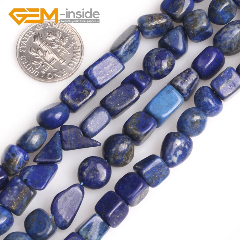 

8x10mm Blue Lapis Lazuli Freeform Nugget GEM-inside Loose Beads For Jewelry Making DIY Strand 15" Wholesale