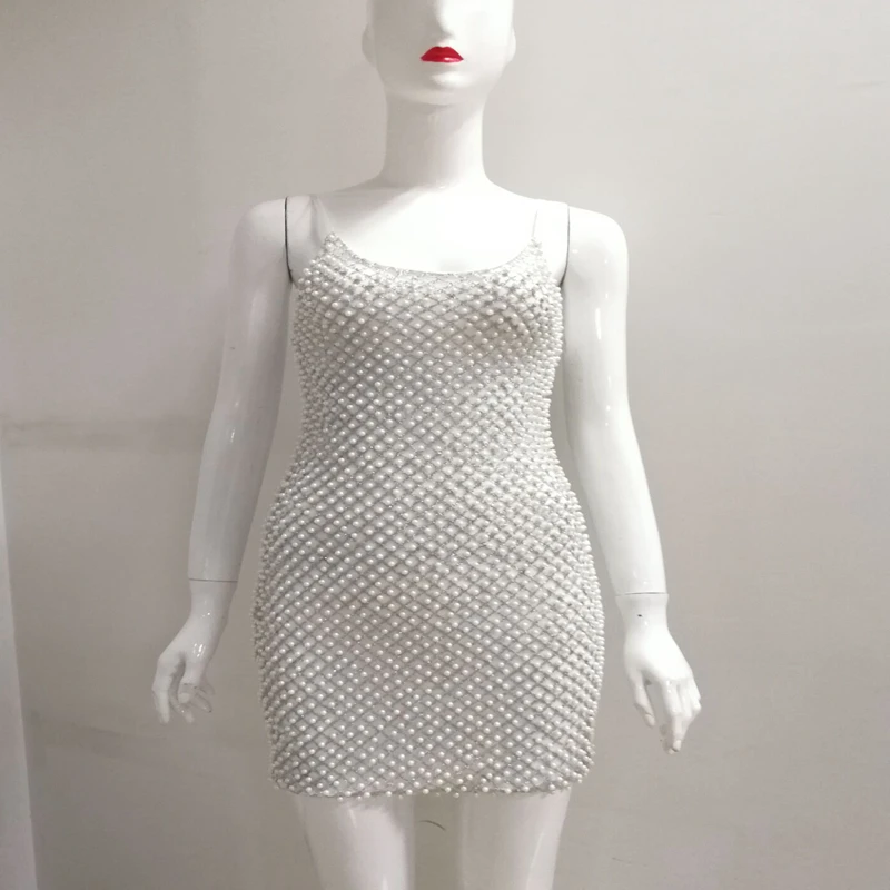 New Fashion Gold Dress White Luxury Beading Spaghetti Strap Sexy Strapless Mini Bling Celebrity Party Vestidos Club | Женская одежда
