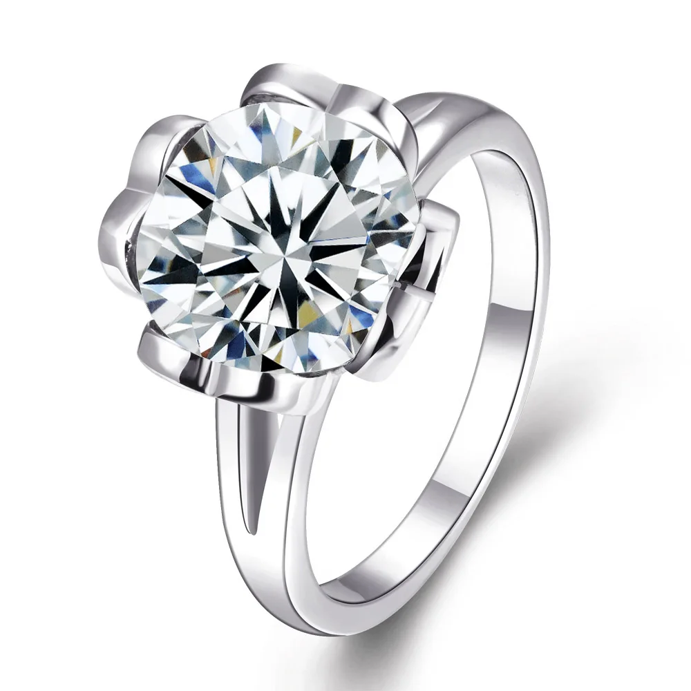 Фото Женское кольцо DEELAN серебряного цвета с кристаллами модные обручальные ювелирные