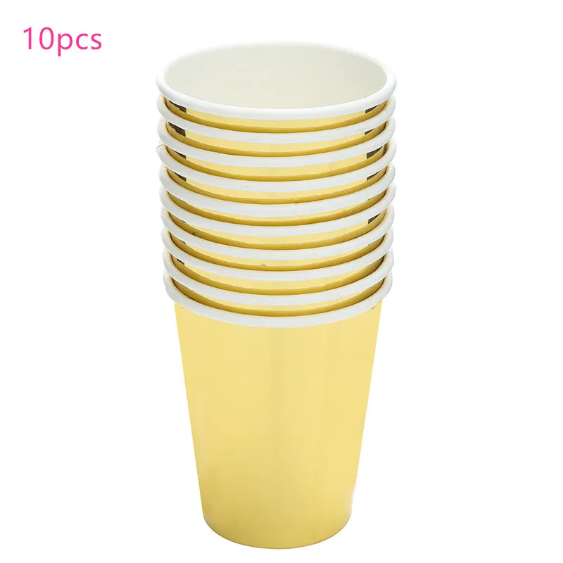 Cup 10pcs 8 шт., тарелки в виде ананаса из золотой фольги, одноразовые столовые приборы, набор бумажных тарелок на Рождество, Год, бумажные тарелки для вечеринки, дня рождения - Цвет: Cup 10pcs