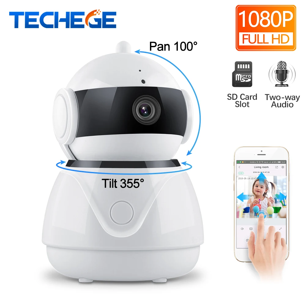 Techege 1080P Беспроводной IP Камера двухстороннее аудио Wi Fi Смарт Секьюрити 2MP CCTV