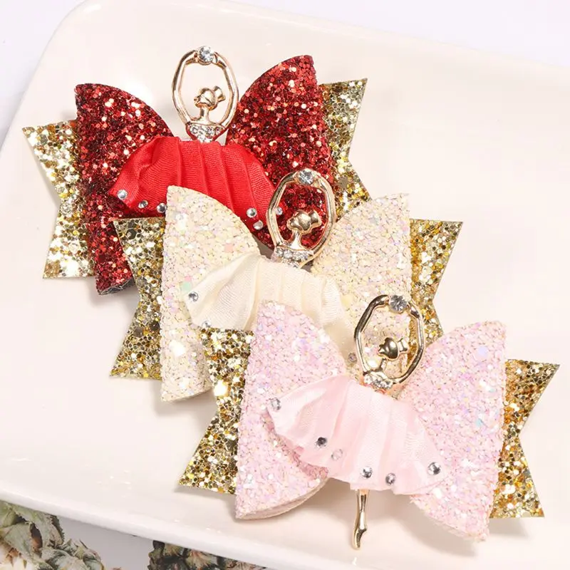 

Ballerina Glitter Bow Sparkly Hair Clip for Women Girls Hairpin Children Kids Barrettes Hair Accessories