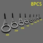 Керамический направляющий наконечник для удочки, 8 шт., верхнее кольцо, круг, полюс, набор для ремонта прочной лески, DIY Кольца для лески, рама из нержавеющей стали