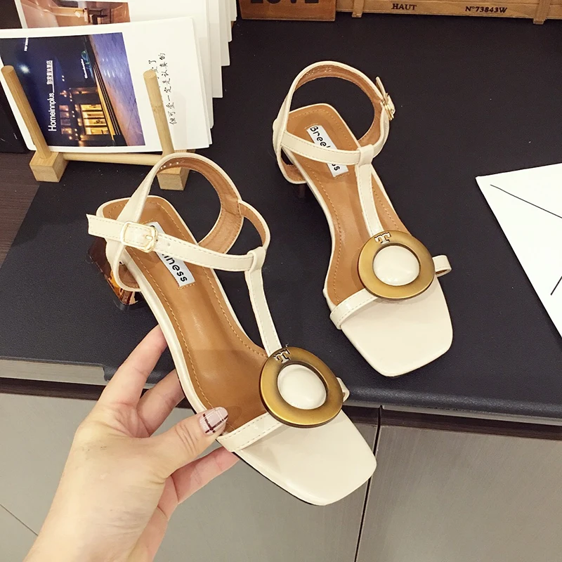 Western famous brand metal ring t-strap sandalias female summer hot narrow band gladiator sandals woman cutout sandalia shoes | Обувь