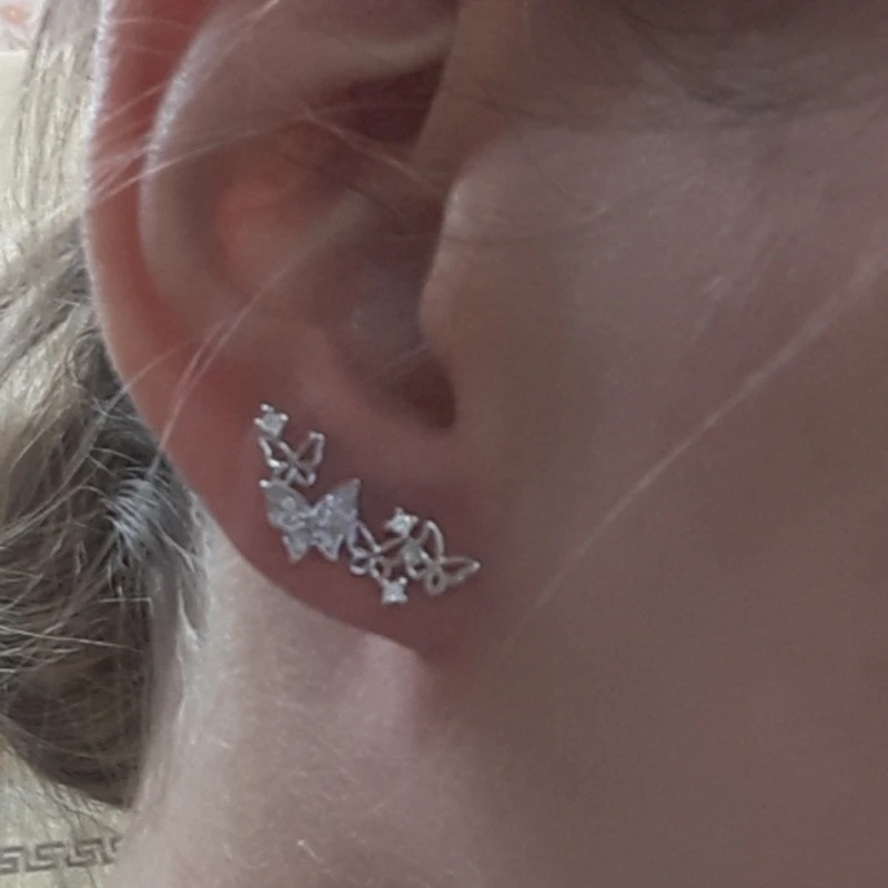 

JYouHF Butterfly Stud Earrings for Women High Quality White Rose Gold Color Cubic Zircon Earrings Brincos Fashion Jewelry Gifts