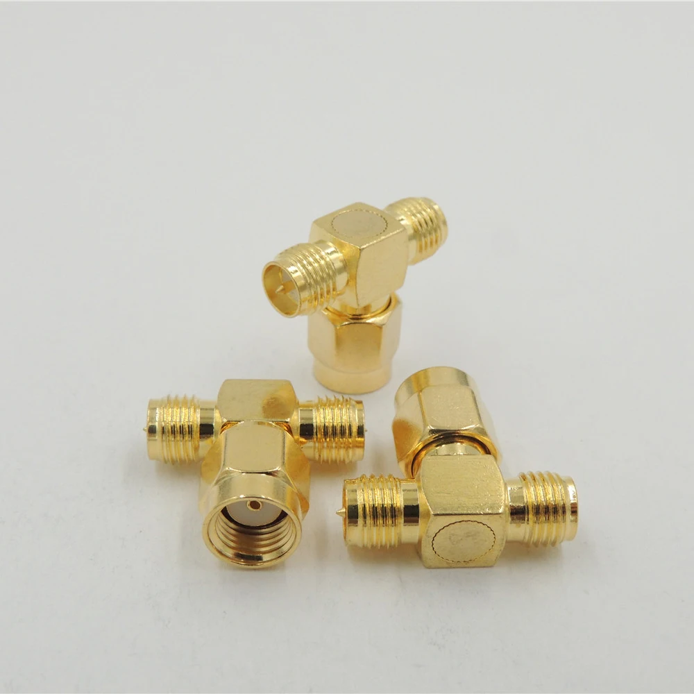 50 шт RP SMA Штекерный на два Женский тройной T в серии RF коннекторы 3 way Splitter|male power