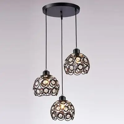 3 head Black Round Черно-белый Современный хрустальный потолочный светильник для гостиной, столовой, кафе, декоративный светильник, светодиодный потолочный светильник E27 - Цвет корпуса: 3 head Black Round