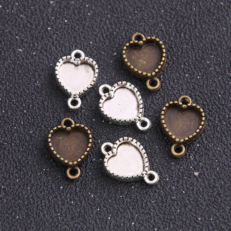 12 шт два цвета 10 мм Внутренний размер геометрические стиль сердце из кабошона