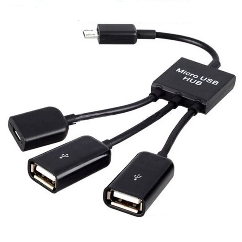 50 шт./лот * 3 в 1 микро usb OTG концентратор Кабельный разъем Spliter порта micro USB зарядное
