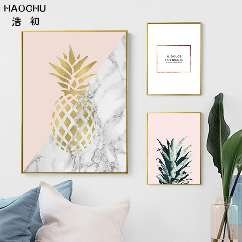 HAOCHU современный минималистский цитаты Золотой ананас тропические растения