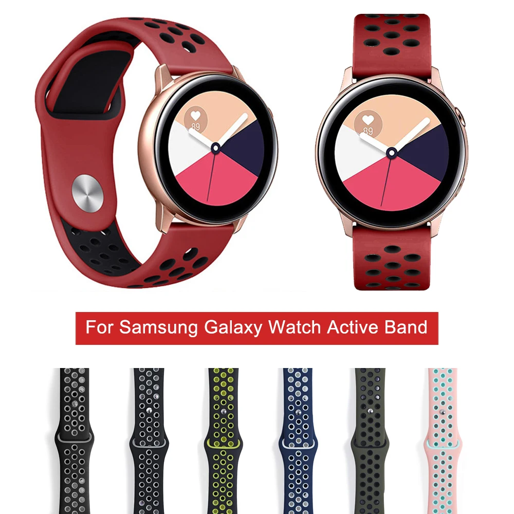 Спортивный силиконовый дышащий ремешок для Samsung Galaxy Watch Active Bands 42 мм классический