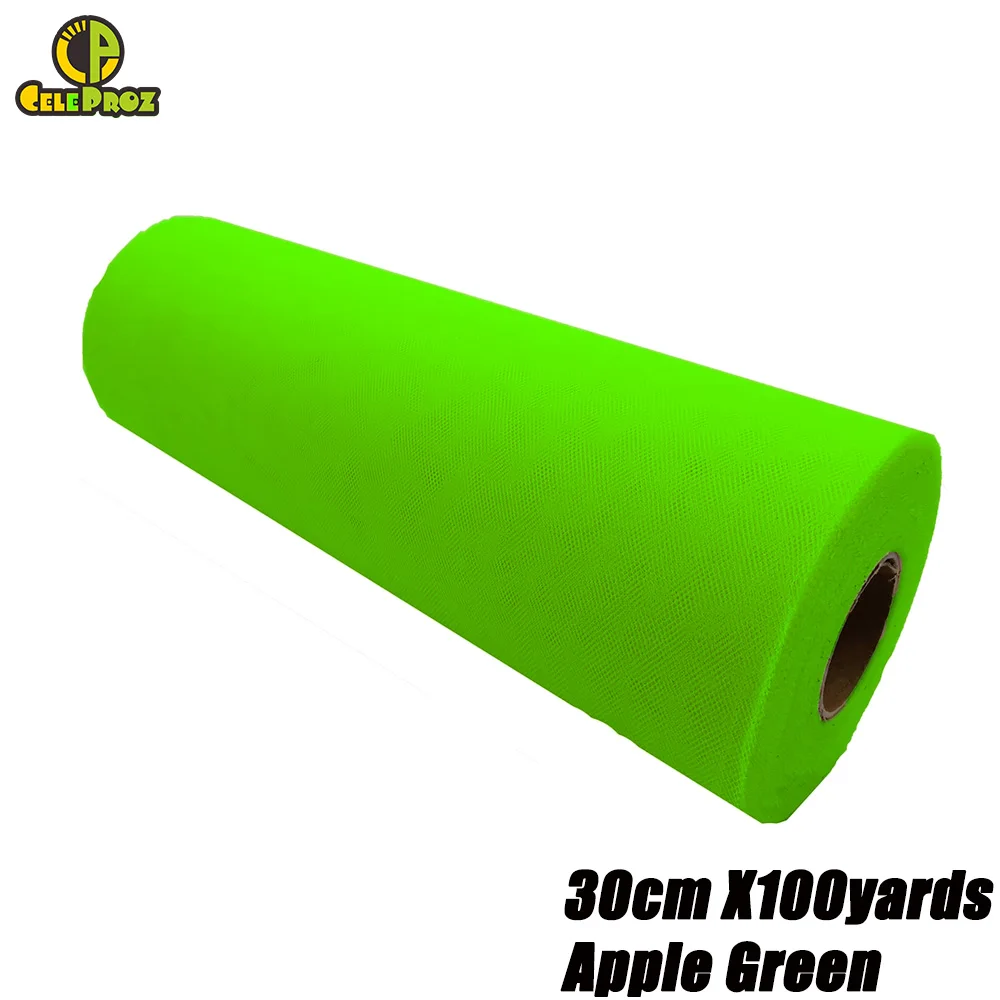 30cm Apple Green 30 см 100 ярдов белый тюль рулон Тюль органза Ткань DIY открытый свадьба день рождения Alise Runner центральные украшения принадлежности - Цвет: 30cm Apple Green