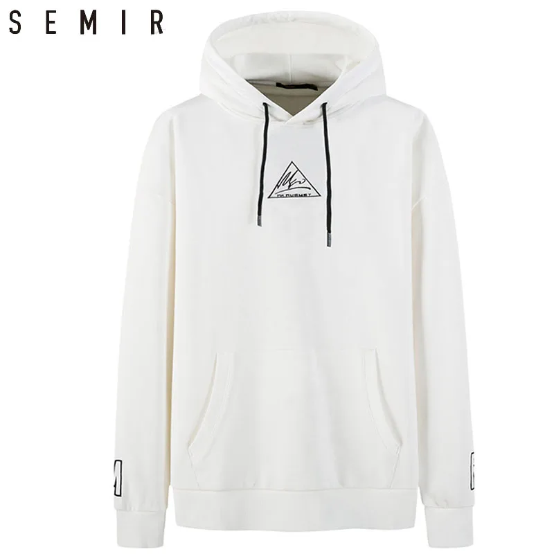 SEMIR пуловер Свободный свитер Мужская мода хип-хоп толстовки Одежда с вышивкой
