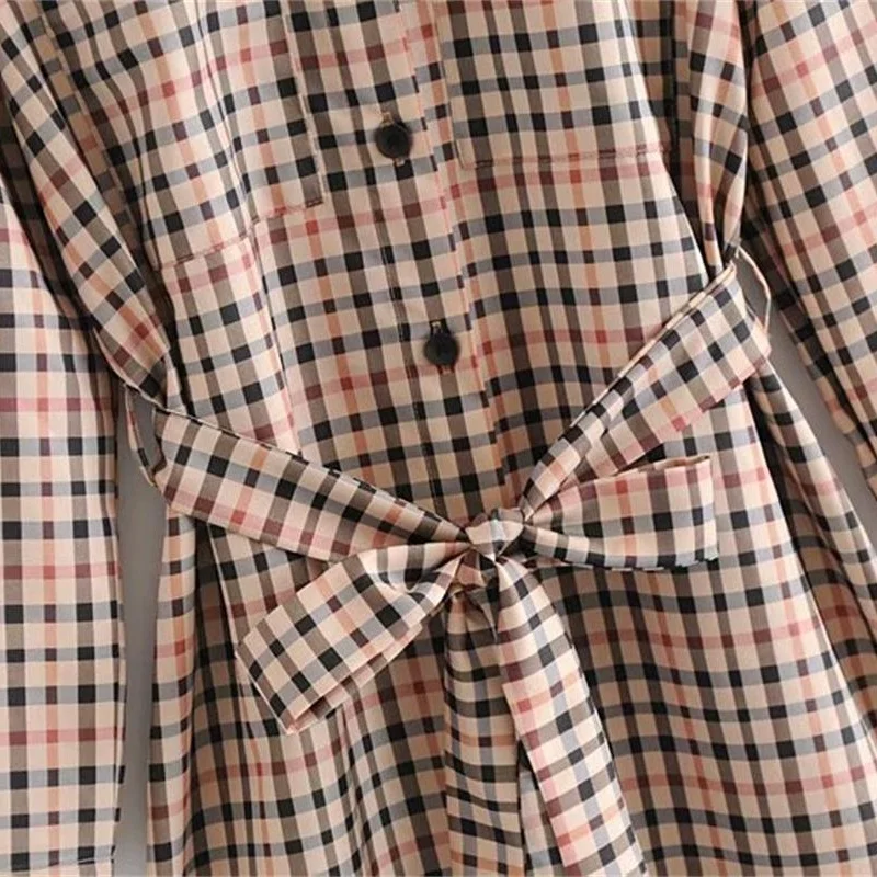 Autumn Blouse Shirts Women Long With Sleeves Turn Down Collar Plaid Vintage Blusas Mujer De Moda 2018 S116 |