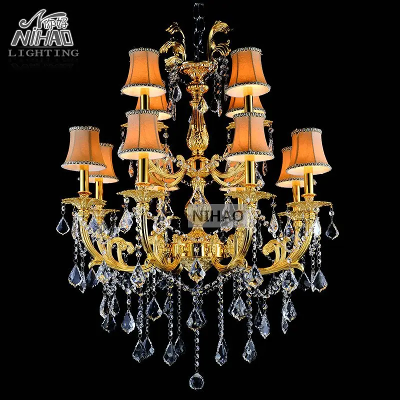 

Classic 12 Arms Silver or Gold Crystal Chandelier Lighting Fixture Lustre Crystal Hanging Lamp with K9 Crysta MD88061