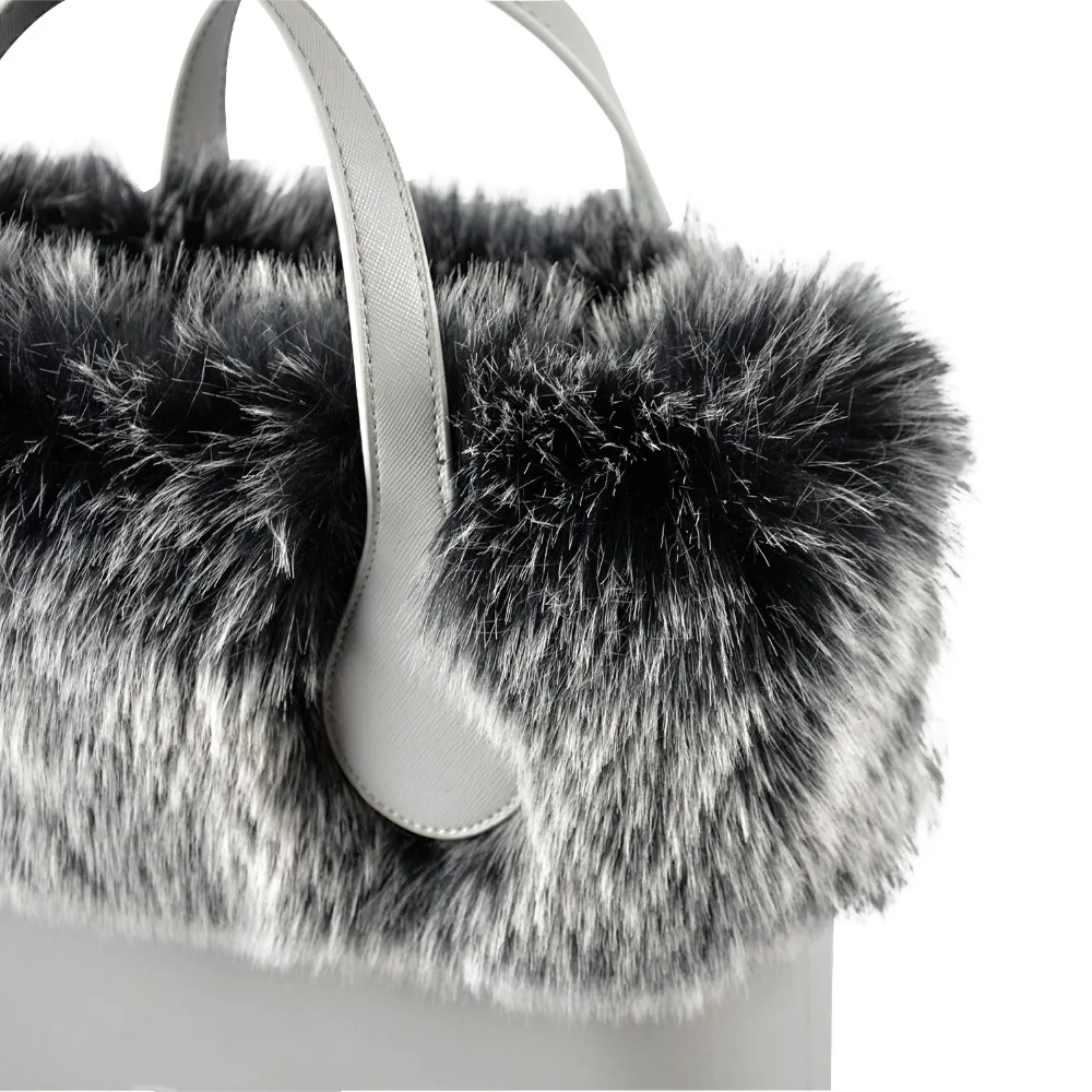 Новая женская сумка из искусственного меха лисы енота отделка плюша для O Chic Bag