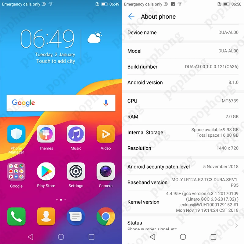 Смартфон huawei Enjoy 8e lite с глобальной прошивкой, 2 Гб, 32 ГБ, 5,45 дюймов, MT6739, четырехъядерный процессор Android 8,0, две sim-карты, 3020 мАч, 1440*720 P, 13,0 МП