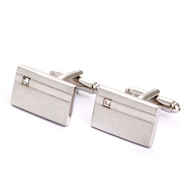 Роскошные запонки с белым кристаллом в квадрате для мужских рубашек Запонки