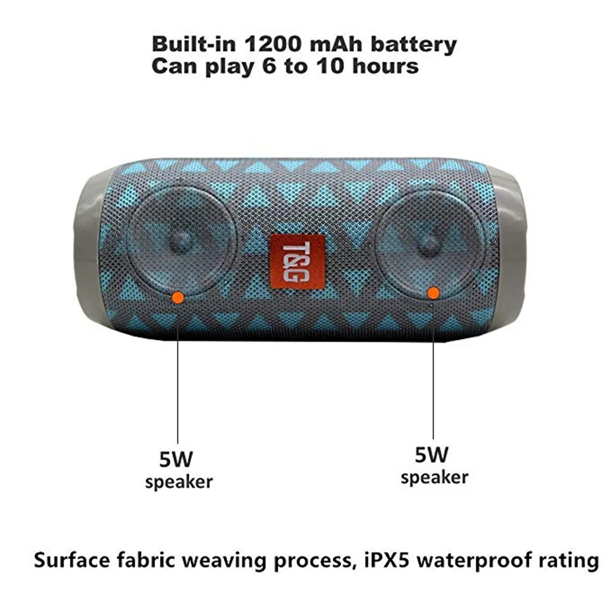 Портативная Водонепроницаемая Bluetooth Колонка TG117 сабвуфер для улицы мини