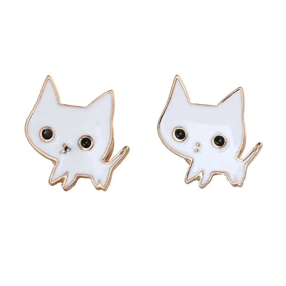 DoreenBeads 1 шт. Kawaii эмаль металл Кот значки на рюкзак булавки броши животное позолоченные черные сумки для одежды джинсы украшения - Цвет: White