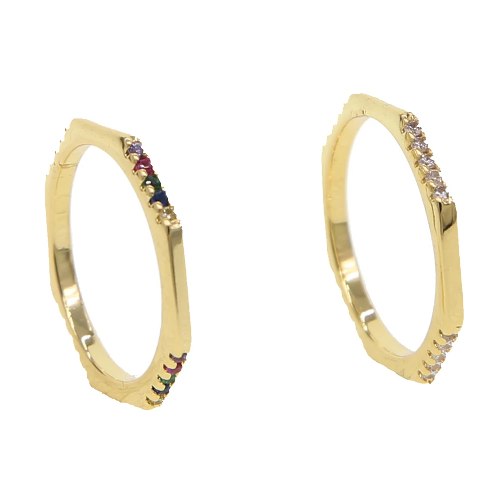 Latest gold filled Polygon rings for women paved tiny white or colorful cz classic jewelry engagement wedding gifts cheapest hot | Украшения