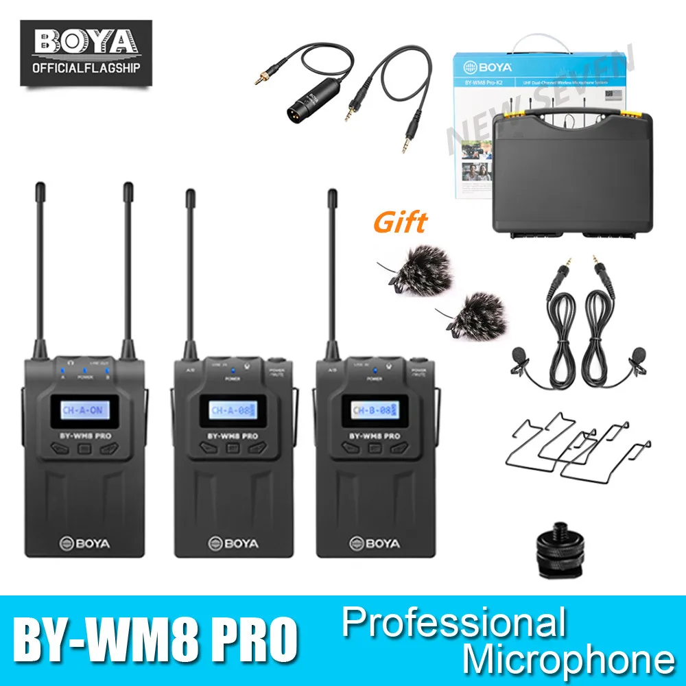 

BOYA BY-WM8 Pro УВЧ беспроводной петличный микрофон системы для цифровых зеркальных камер для iPhone 8 видео-интервью цифровой зеркальной камеры Canon ...