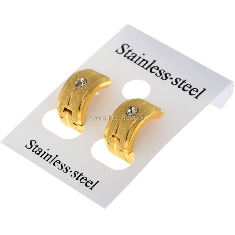 

1Pair Women Men Golden Stainless Steel Earrings Huggie Jewelry 2021 Crystal Round Hoop Punk Rock Earrings 7mm