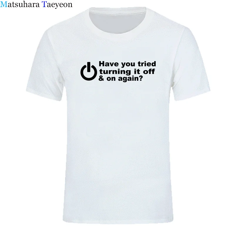 Men's T-shirt HAVE YOU TRIED TURNING IT OFF AND ON AGAIN? FUNNY PRINTED MENS T SHIRT GEEK NERD Tshirts Clothing | Мужская одежда