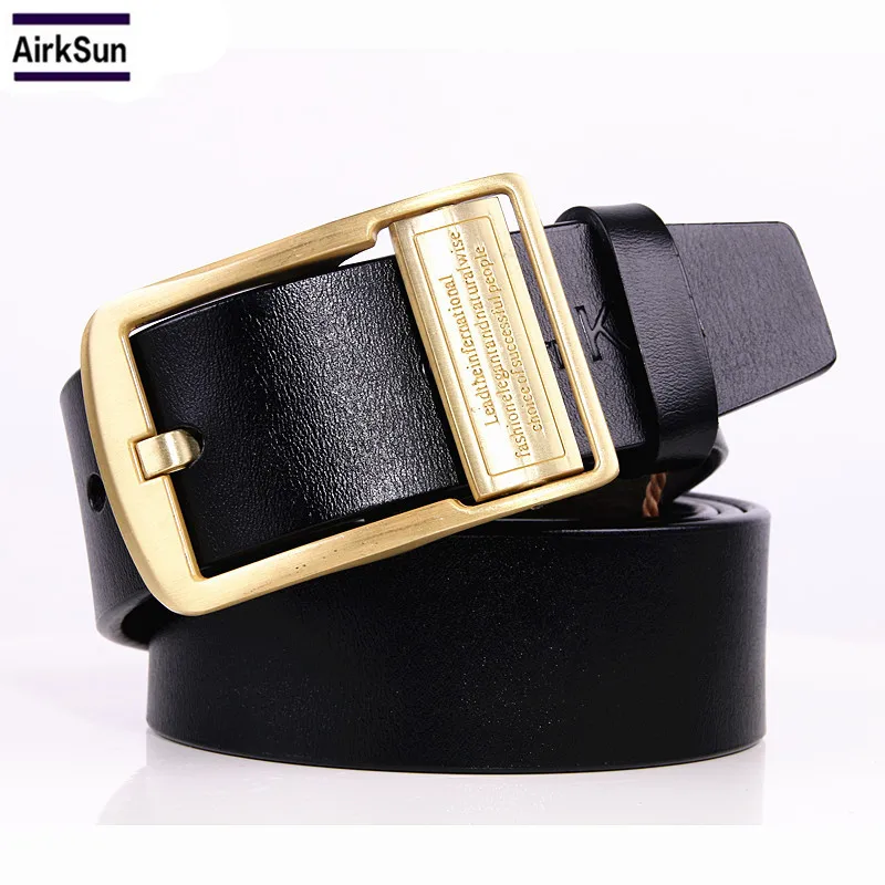 

2017 men belt leather luxury high quality cow genuine leather belts for men vintage pin buckle for jeans cinto masculino